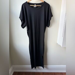 NINOBRAND Black T shirt Dress Slouchy Midi Minimalist Quiet Luxury Comfy US 2